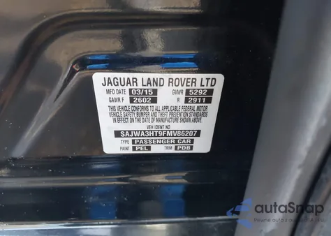 2015 Jaguar Xj Supercharged z USA, uszkodzony, nr VIN SAJWA3HT9FMV86207